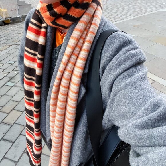 🧡 Marni + Uniqlo Striped 100% Cashmere Scarf - 77 Inches - Picture 7 of 7